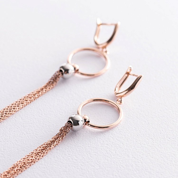 Висячі сережки з червоного золота с07206 від ювелірного магазину Онікс - 3