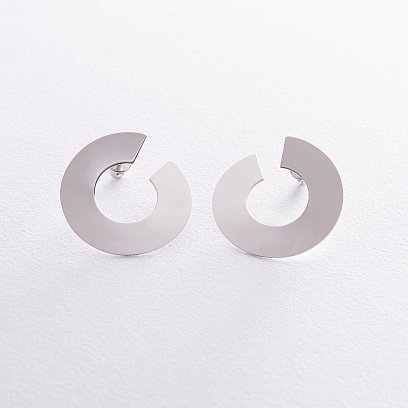 Серьги-пусеты "Головокружение" в белом золоте с06679 №2