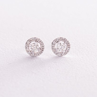 Золоті сережки - пусети "Сердечки" з діамантами сб0049са