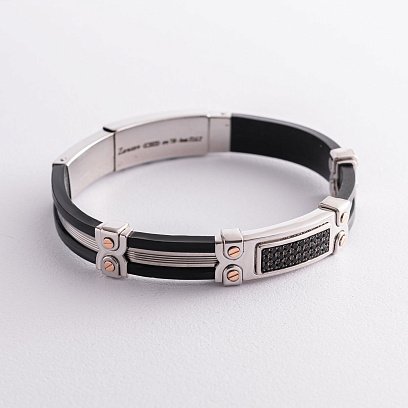 Мужской браслет из каучука и серебра ZANCAN EXB507R-N №3