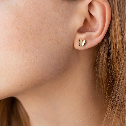 Золоті сережки-пусети з метеликами с06226 №2