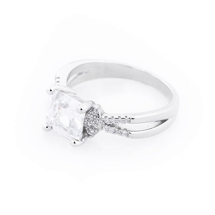 Срібна заручальна каблучка з фіанітами 111935 від ювелірного магазину Онікс - 1