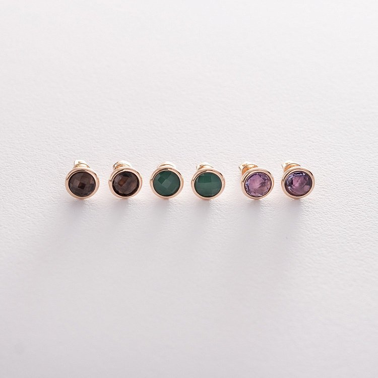 Золоті сережки - пусети (аметист) с06323 від ювелірного магазину Онікс - 6