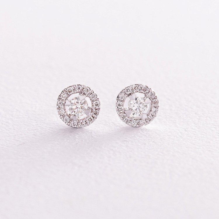 Золоті сережки - пусети "Сердечки" з діамантами сб0049са від ювелірного магазину Онікс