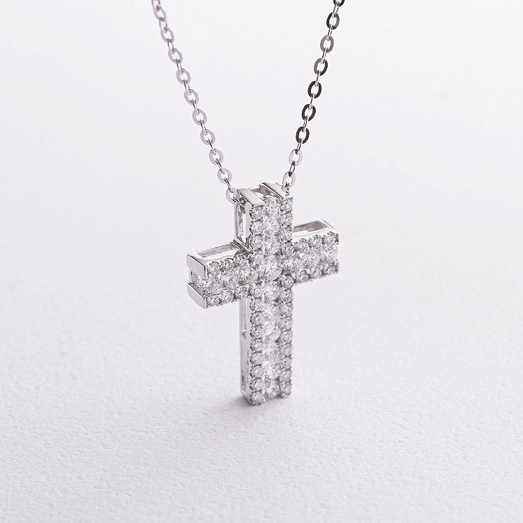 Золоте кольє "Хрестик" з діамантами колб0202mi від ювелірного магазину Онікс