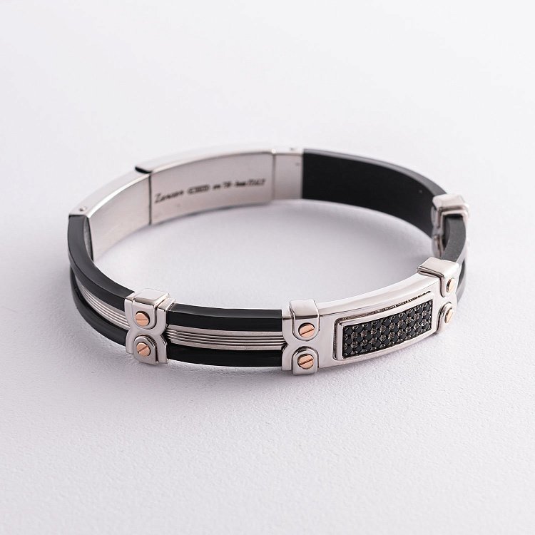 Мужской браслет из каучука и серебра ZANCAN EXB507R-N от ювелирного магазина Оникс - 2