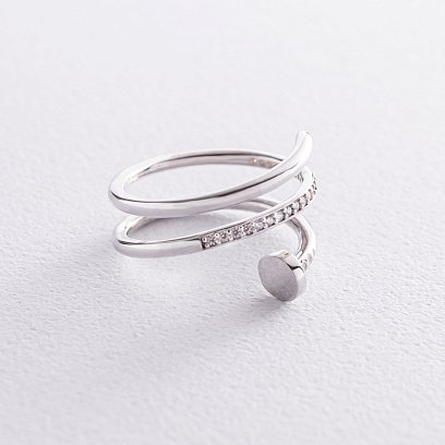 Золотое кольцо "Гвоздь" (фианит) к06739 №3