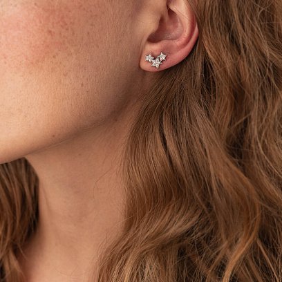 Срібні сережки - пусети "Зірочки" з фіанітами 301 №2