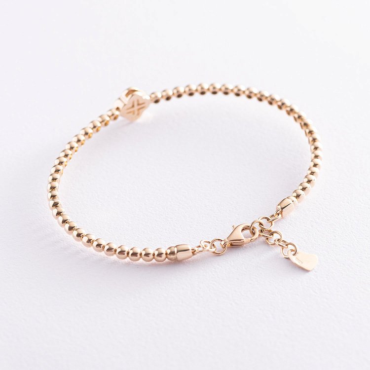 Шариковый золотой браслет "Клевер" (фианит) б04502 от ювелирного магазина Оникс - 2