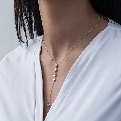 Золоте кольє "Зірочки" з фіанітами кол01516 №2