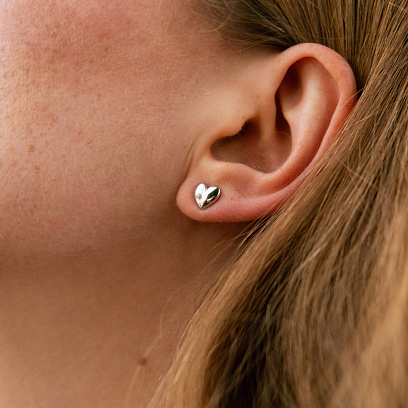 Золотые серьги-пусеты "Сердечки" с05341 №3