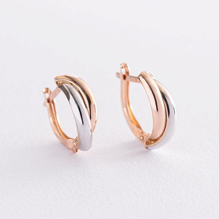 Серьги "Ассоль" из красного и белого золота с06259 от ювелирного магазина Оникс