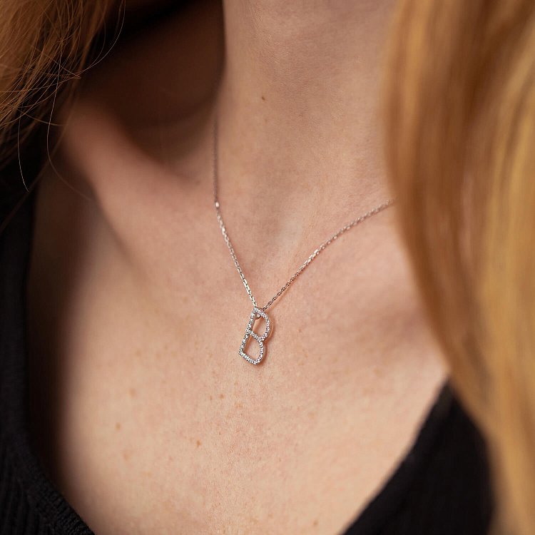 Золоте кольє з літерою "В" з діамантами 133571121 від ювелірного магазину Онікс - 5