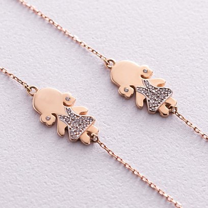 Золотое колье "Мама и девочки" (фианиты) кол00995 №3