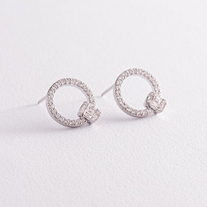 Золотые серьги - пусеты с бриллиантами сб0382z №3