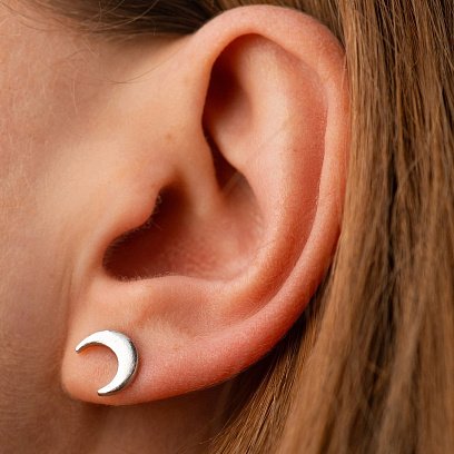 Серебряные серьги-пусеты "Луна" 122815 №5