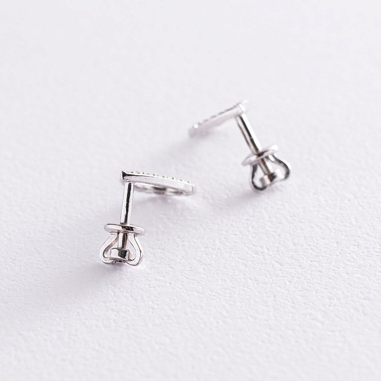 Серебряные серьги-пусеты "Капельки" (фианиты) 122897 - 3 Серебряные серьги-пусеты "Капельки" (фианиты) 122897 от ювелирного магазина Оникс - 3