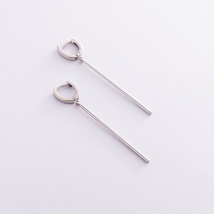 Сережки у білому золоті на англійській застібці с08214 від ювелірного магазину Онікс - 1