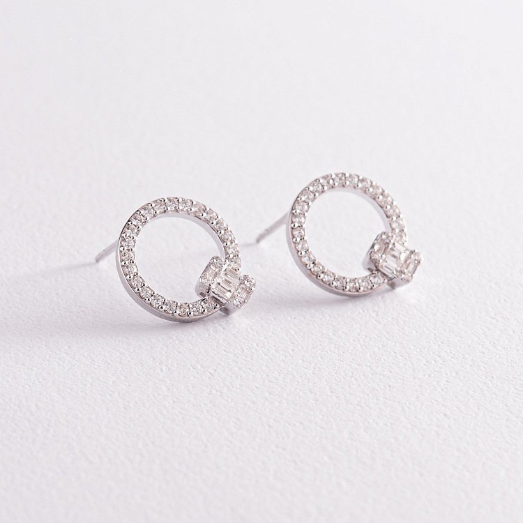 Золотые серьги - пусеты с бриллиантами сб0382z от ювелирного магазина Оникс - 2