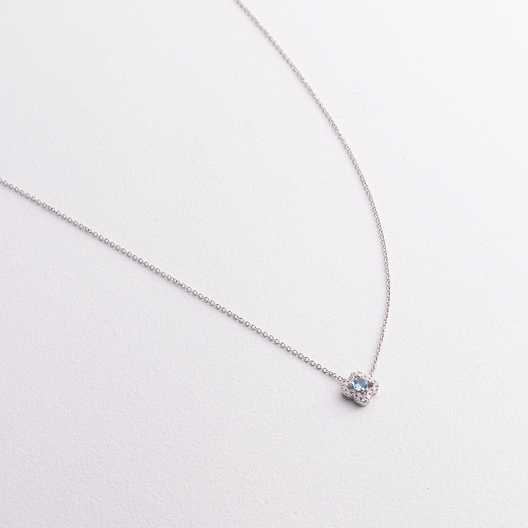 Золоте кольє "Конюшина" (діаманти, блакитний топаз) колб0168ca від ювелірного магазину Онікс - 2