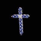 Золотий хрестик з синіми сапфірами і діамантом п146 от ювелирного магазина Оникс - 1