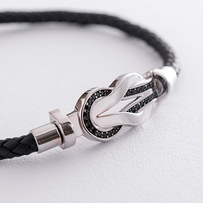 Каучуковий браслет із золотою вставкою і фіанітами б04219 №2