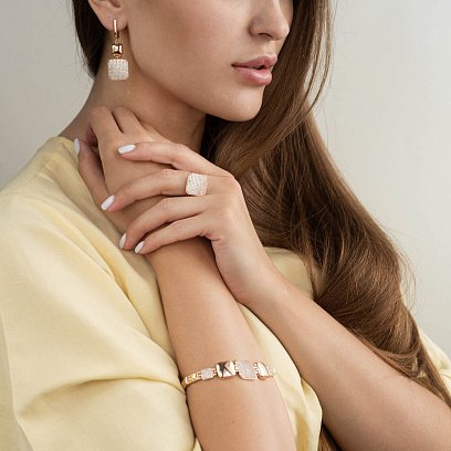 Золотой браслет с фианитами б04078 №5