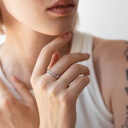 Кольцо "Сердечки" в белом золоте (фианиты) к07052 №4