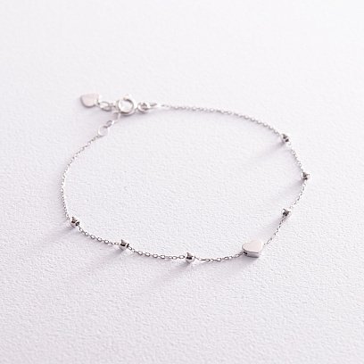 Браслет "Сердечко" в білому золоті б05187