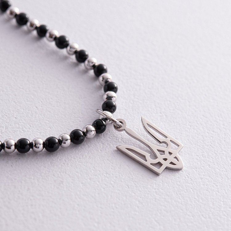 Срібне кольє "Герб України - Тризуб" з оніксом 1050 від ювелірного магазину Онікс - 5