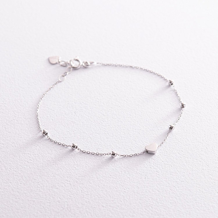 Браслет "Сердечко" в білому золоті б05187 від ювелірного магазину Онікс