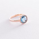 Золотое кольцо с голубым и белыми фианитами к06759 от ювелирного магазина Оникс