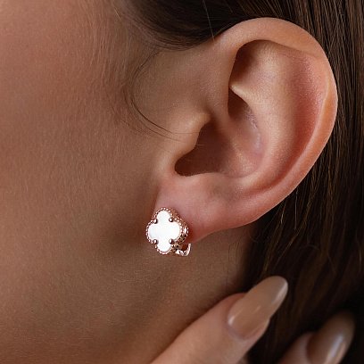 Золоті сережки "Конюшина" (перламутр) с06364 №5