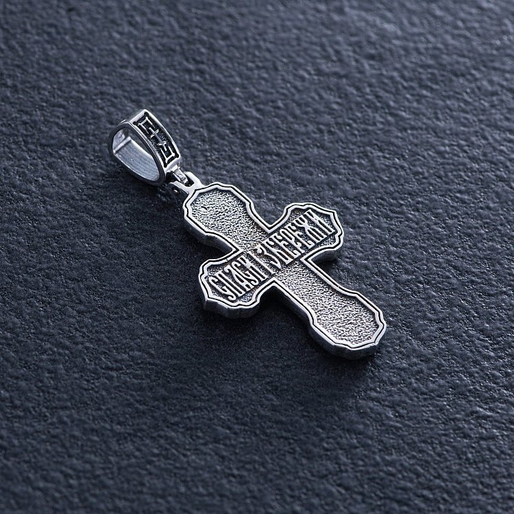 Срібний хрест "Розп'яття. Спаси і Збережи" кду-24 від ювелірного магазину Онікс - 2