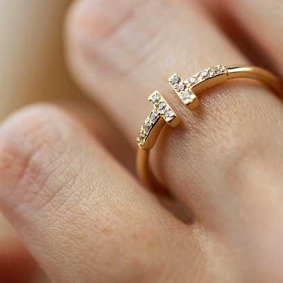 Каблучка "Tina" у жовтому золоті (фіаніти) к05835 №2