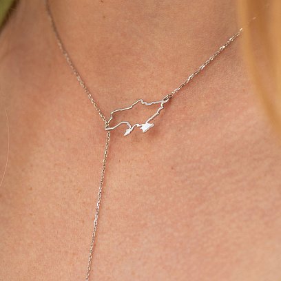 Золоте кольє - краватка "Карта України" (куб. цирконій Swarovski у формі серця) ﻿4050б №3