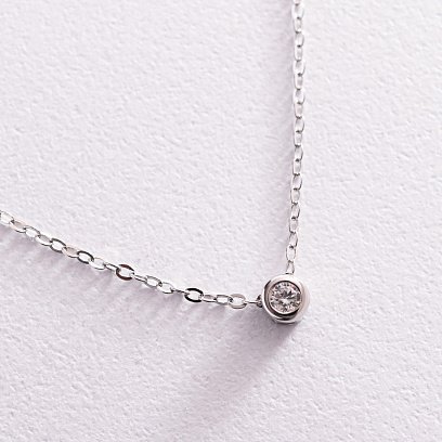 Серебряное колье с фианитом 18558 №3