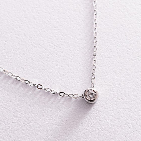 Серебряное колье с фианитом 18558 №3