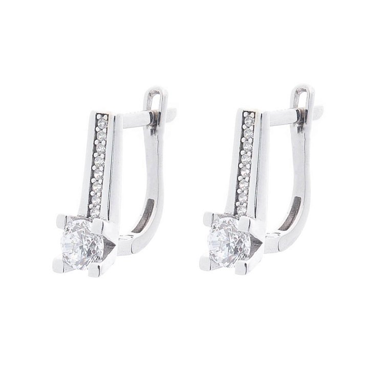 Золотые серьги с фианитами с04152 от ювелирного магазина Оникс