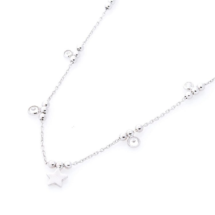 Серебряное колье "Звездочки" с фианитами 18668 от ювелирного магазина Оникс