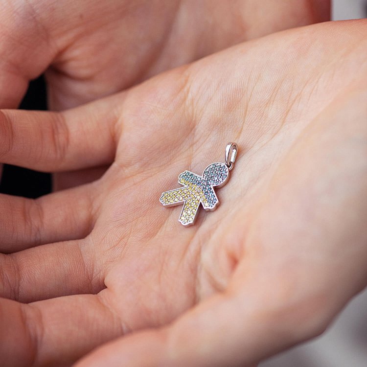 Золотий кулон "Український хлопчик" з діамантами 138471123 від ювелірного магазину Онікс - 1