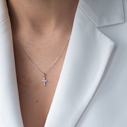 Золотий дитячий хрестик з фіанітами п02994 №2