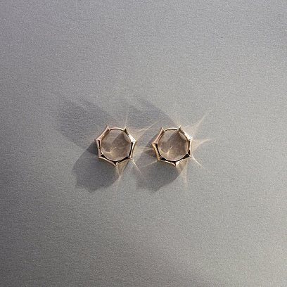 Серьги - кольца "Selesta" в желтом золоте с08948 №10