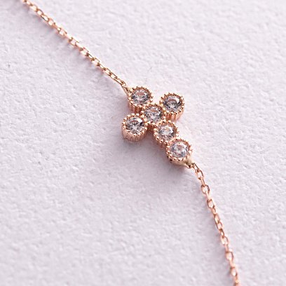 Золоте кольє з хрестиком (фіаніти) кол02110 №3