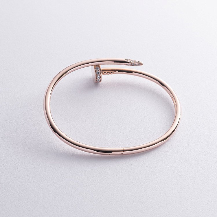 Браслет "Гвоздь" в красном золоте (фианиты) б05477 от ювелирного магазина Оникс - 4