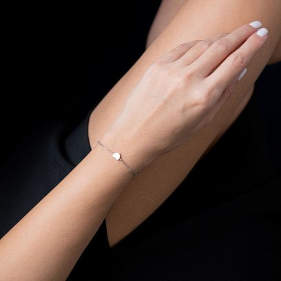 Браслет "Сердечко" в белом золоте б04560 №3