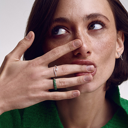 Золоті сережки - пусети "Змії" з діамантами сб0578ca №8