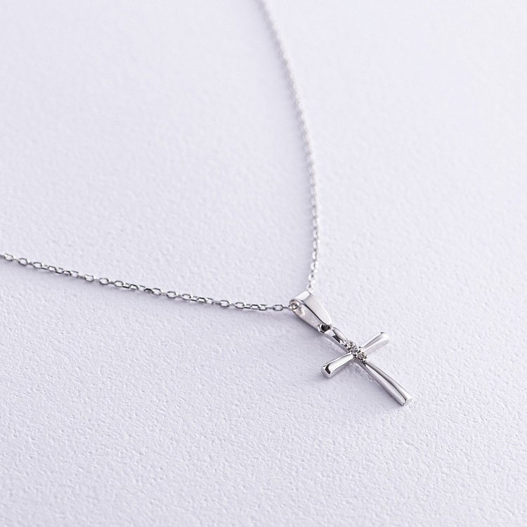 Золотое колье "Крестик" с фианитами кол02196 от ювелирного магазина Оникс