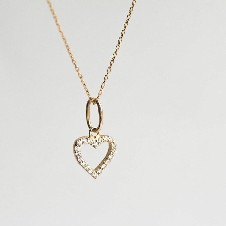 Золотая подвеска "Сердечко" (фианиты) п02908 от ювелирного магазина Оникс - 3