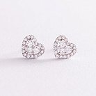 Золоті сережки - пусети "Сердечки" з діамантами doubs205 от ювелирного магазина Оникс